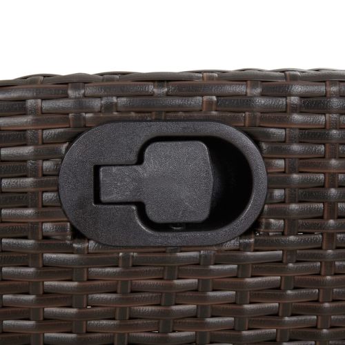 Накланяща се градинска пейка с възглавници кафяв полиратан