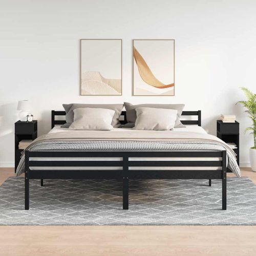 Нощни шкафчета, 2 бр, с чекмедже, черно, 25x31x66 см