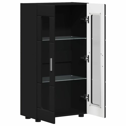 Служебен шкаф с рафт Черно 55,5 x 29 x 100 см Инженерно дърво