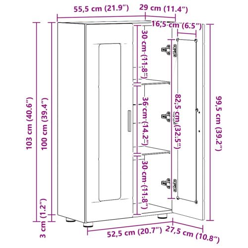 Служебен шкаф Сив Сонома 55,5 x 29 x 100 см Инженерно дърво