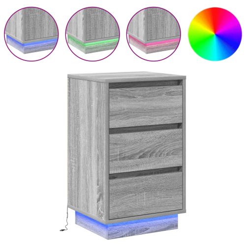 Нощен шкаф с чекмедже Сив 39 x 34,5 x 65 см Инженерно дърво