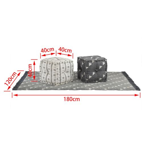 Пуфове Геометричен Сив и бял 40 x 40 x 40 cm текстил