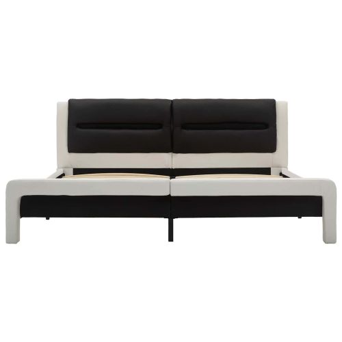 Рамка за легло с таблото Бял и черен 120 x 200 cm Изкуствена