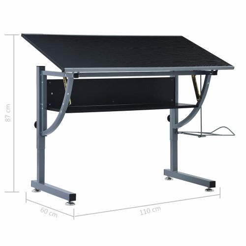 Чертожна маса Черно 110 x 60 x 87 см ПДЧ