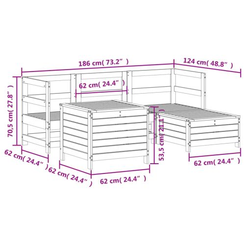 Градински комплект диван от 5 части, дугласка ела масив