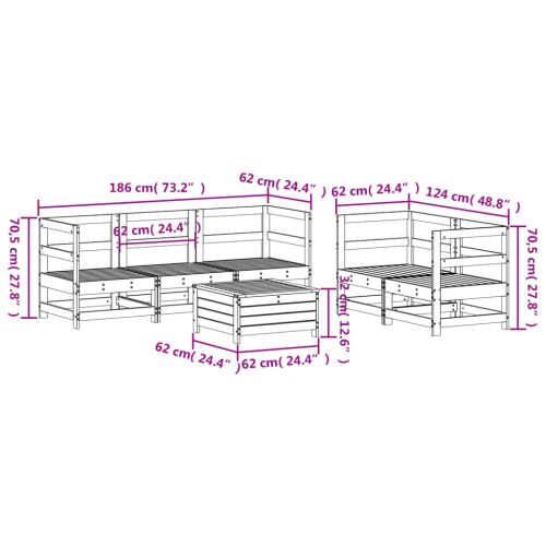 Градински комплект диван от 6 части, дугласка ела масив