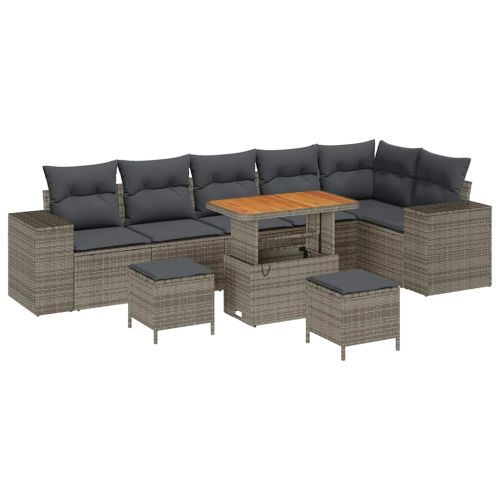 Градински Софа Комплект с възглавница със съхранение 9 pcs Сив