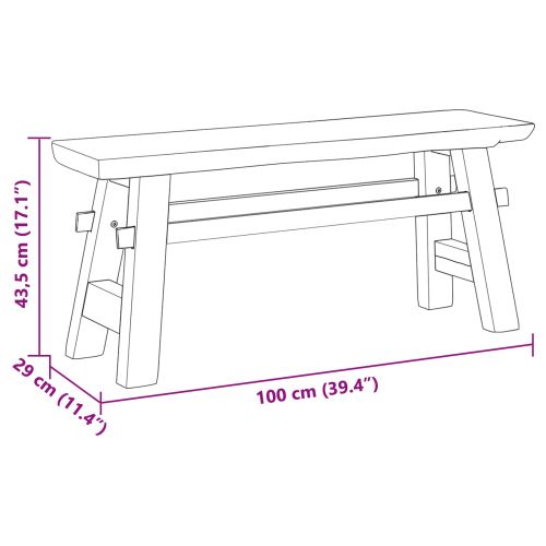 Пейка Естествен 100 x 29 x 43,5 см Солидно тиково дърво