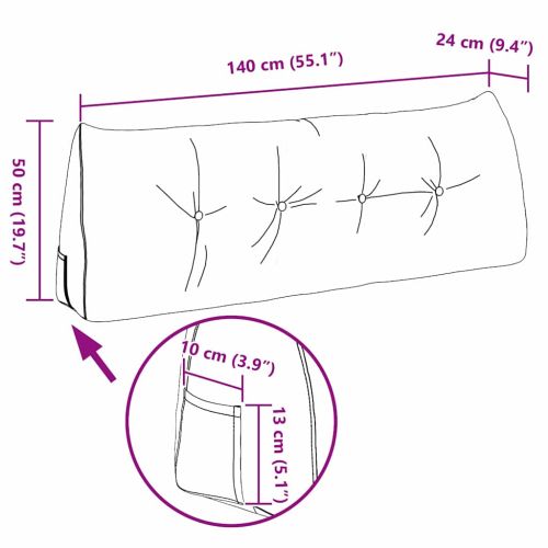 Възглавница за гръб Розово 140 x 24 x 50 см текстил