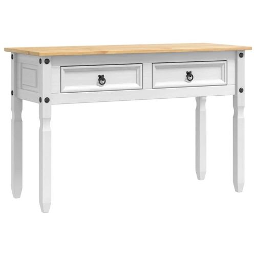 Крайна масичка Бяло 115 x 46 x 73 см Солидно борово дърво