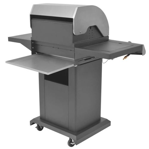 Газов грил с горелка с колело Сребрист Стомана с метален маркуч