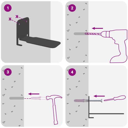 Стенен рафт с рафт със съхранение 4 pcs Черно 6 x 10.8 x 6.6 см