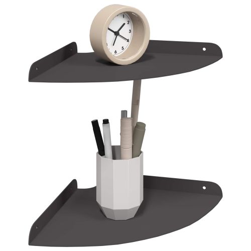 Стенен рафт с рафт със съхранение 2 pcs Черно 18 x 18 x 2.3 см