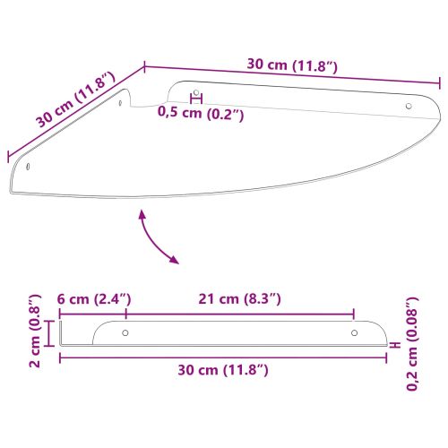 Стенен рафт с рафт със съхранение 2 pcs Черно 30 x 30 x 2 см