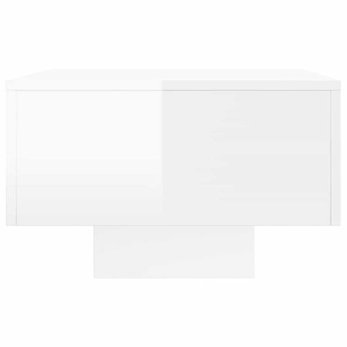 Кафе маса, бял гланц, 100x49,5x31 см, инженерно дърво