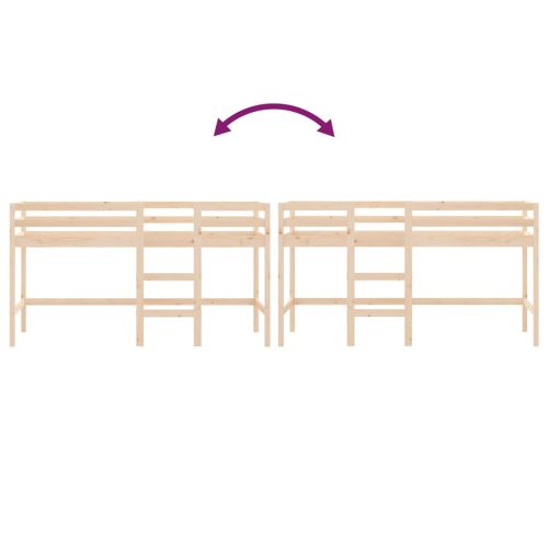 Детско високо легло със стълба, 90x190 см, бор масив