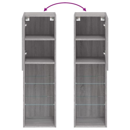 ТВ шкаф с LED осветление, сив сонома, 30,5x30x102 см