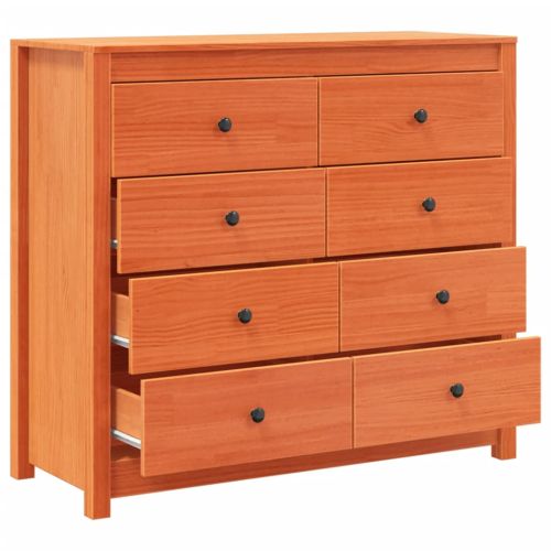 Страничен шкаф, восъчнокафяв, 100x40x90 см, борово дърво масив