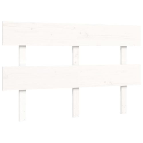 Легло за възрастни с табла, бяло, 120x200 см, масивно дърво