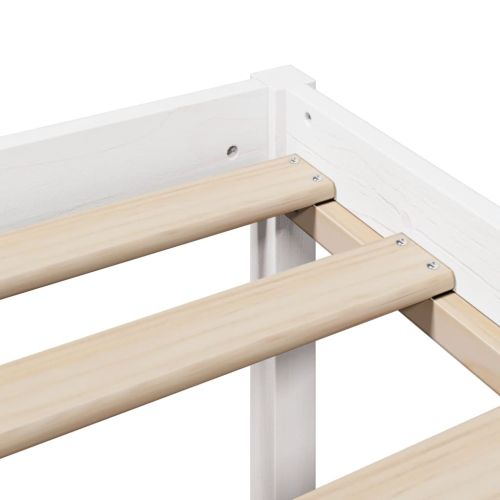 Легло за възрастни с табла, бяло, 120x200см, борово дърво масив