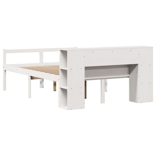 Легло с етажерка за книги, без матрак, 120x200 см, бор масив