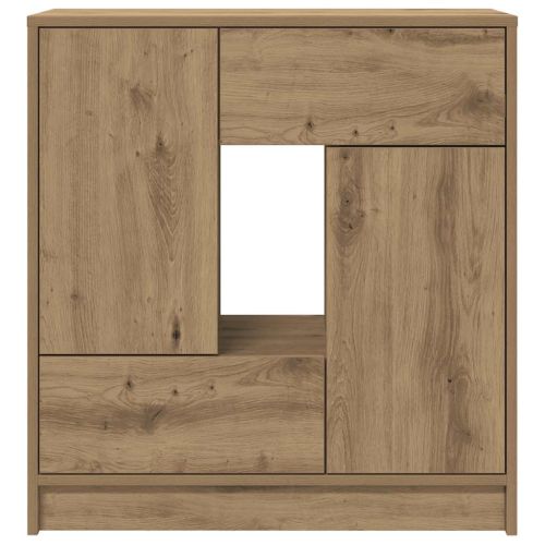 Бюфет с чекмеджета и вратички, дъб артизан, 70,5x34x74,5 см