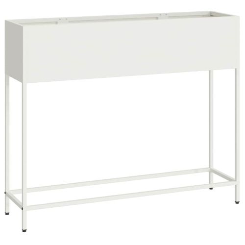 Повдигната градинска саксия Бяло 100 x 26 x 82 см Стомана