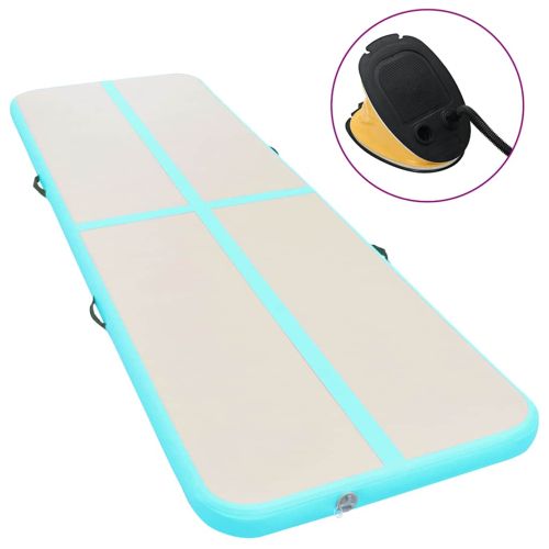 Надуваем дюшек за гимнастика с помпа, 500x100x10 см, PVC, зелен