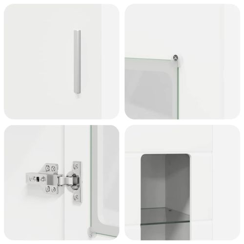 Висок шкаф с рафт с врата Бяло 60 x 35 x 182 см Инженерно дърво