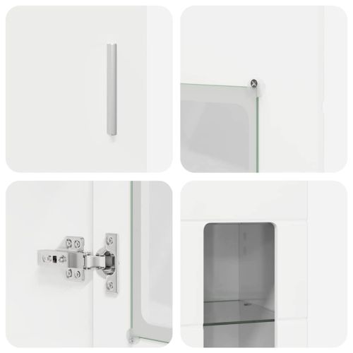 Висок шкаф с рафт Лъскаво бяло 60 x 35 x 182 см Инженерно дърво