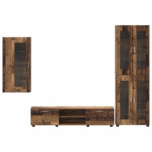 Комплект ТВ шкаф с чекмедже с рафт Старо дърво Инженерно дърво