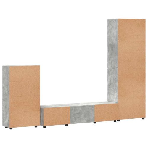 Комплект ТВ шкаф с чекмедже Циментено сиво Инженерно дърво