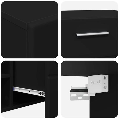 Комплект ТВ шкаф с чекмедже с рафт Черно Инженерно дърво