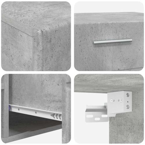 Комплект ТВ шкаф с чекмедже Циментено сиво Инженерно дърво