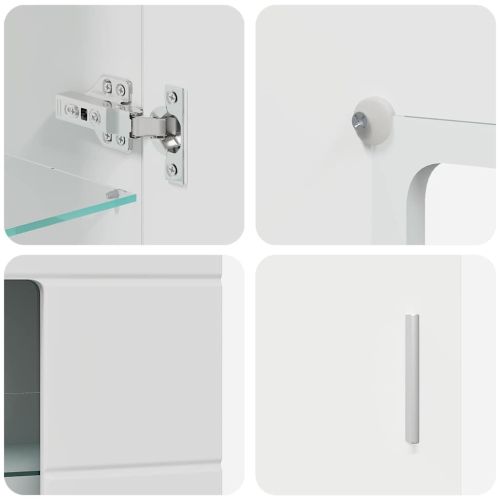 Комплект ТВ шкаф с чекмедже с рафт с врата Бяло Инженерно дърво