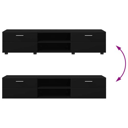 Комплект ТВ шкаф с чекмедже с рафт Черно Инженерно дърво