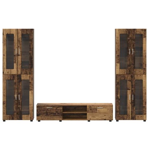 Комплект ТВ шкаф с чекмедже с рафт Старо дърво Инженерно дърво