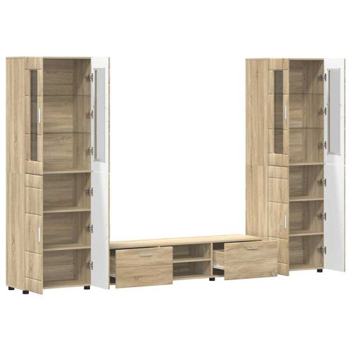 Комплект ТВ шкаф с чекмедже с рафт Сонома дъб Инженерно дърво