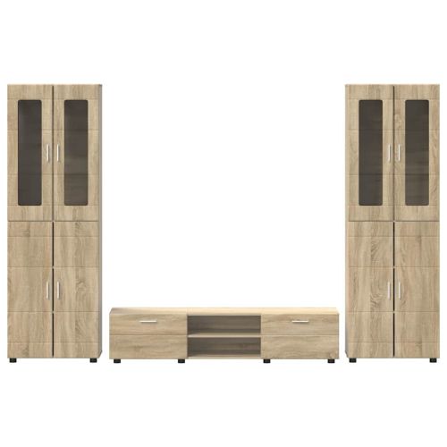 Комплект ТВ шкаф с чекмедже с рафт Сонома дъб Инженерно дърво