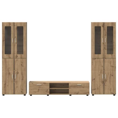 Комплект ТВ шкаф с чекмедже с рафт с врата Дъб Инженерно дърво
