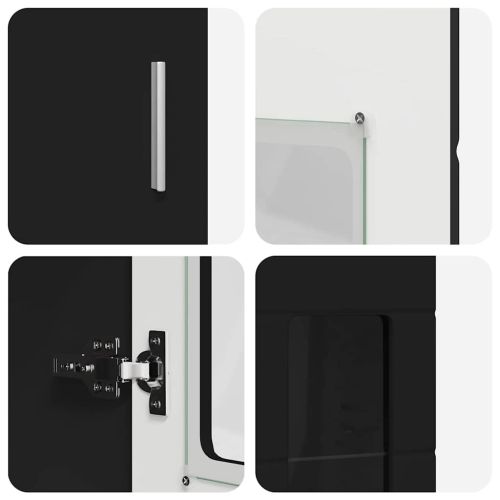 Комплект ТВ шкаф с чекмедже с рафт Черно Инженерно дърво