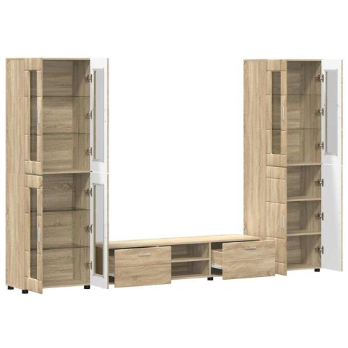 Комплект ТВ шкаф с чекмедже с рафт Сонома дъб Инженерно дърво