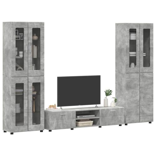 Комплект ТВ шкаф с рафт FLORIN Циментено сиво Инженерно дърво