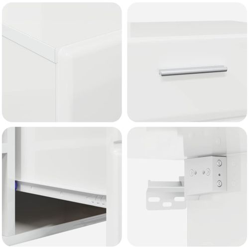 Комплект ТВ шкаф с чекмедже с рафт Лъскаво бяло Инженерно дърво