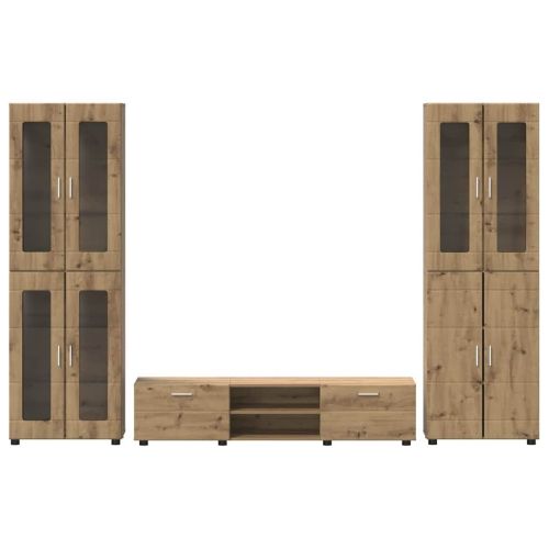 Комплект ТВ шкаф с чекмедже с рафт с врата Дъб Инженерно дърво