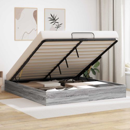 Отоманско легло със съхранение Сив Сонома 193 x 120 x 25 см ПДЧ