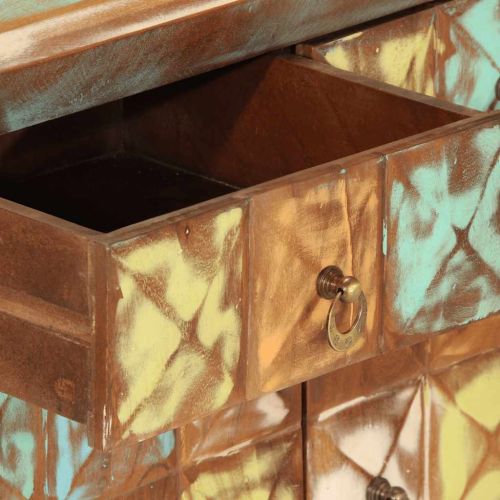 Шкаф с чекмеджета пъстър 70x35x70 см регенерирано дърво масив