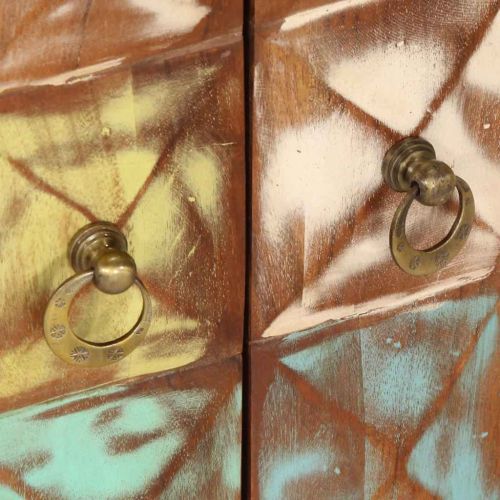 Шкаф с чекмеджета пъстър 70x35x70 см регенерирано дърво масив