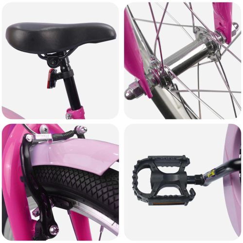 Детски Велосипед 20 инча за 6–11 години Тъмен розов