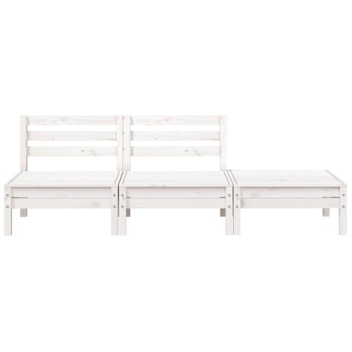 Градински диван, 3-местен, бял, бор масив